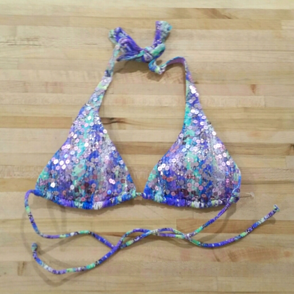 New VS Sequined halter bikini top
